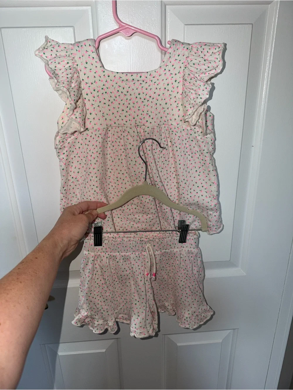 Zara Pink and Green Floral Kids Matching Set